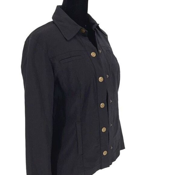 Dalia Womens Long Sleeve Collared Rayon Blend Button Front Jacket Black Size 4 - Picture 2 of 8